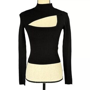 Bar III Red Long Sleeve Top with Asymmetrical Cutout
